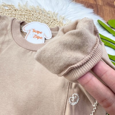 Conj. Blusão com Flores Laterais e Calça de Linho - Areia